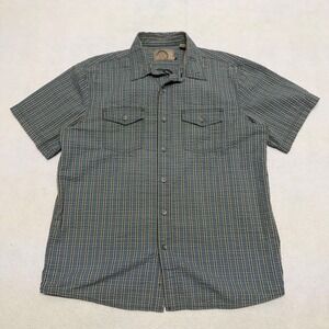 GH Bass Fishing Shirt Mens Size Large Blue Plaid Breathable Short Sleeve Outdoor